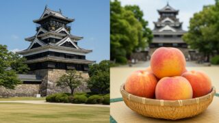 岡山城と桃
